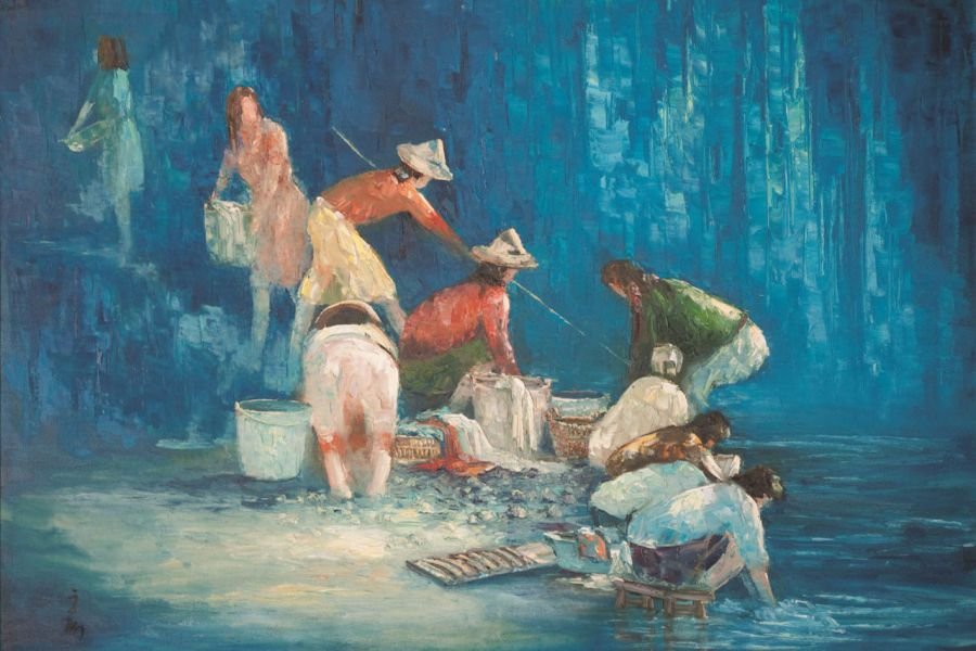 吳文珩---洗衣婦女 Laundry woman 105x75cm 油畫 1981
