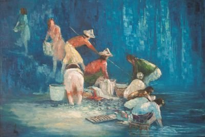 吳文珩---洗衣婦女 Laundry woman 105x75cm 油畫 1981